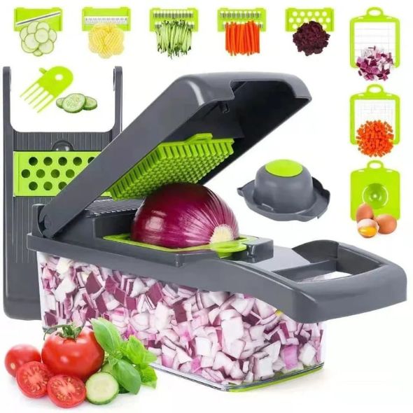 قطاعة الخضار، مفرمة ومقطعة - أداة مطبخ متعددة الوظائف 8 في 1 🥗