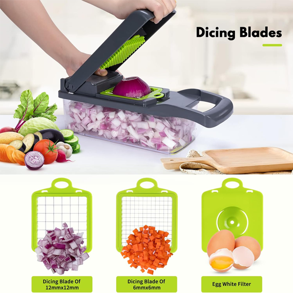 قطاعة الخضار، مفرمة ومقطعة - أداة مطبخ متعددة الوظائف 8 في 1 🥗